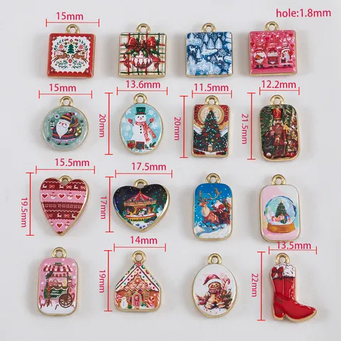 Colorful Christmas Series Alloy Pendants Xmas Tree Snowman Gingerbread Man Charms For DIY Retro Jewelry Making Accessories Gift
