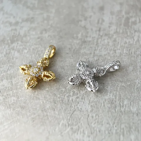 925 Sterling Silver Vajra Cross Pendant Necklace For Men Women New Chinese Style Zirconia Inlaid Clavicle Chain Jewelry Gift