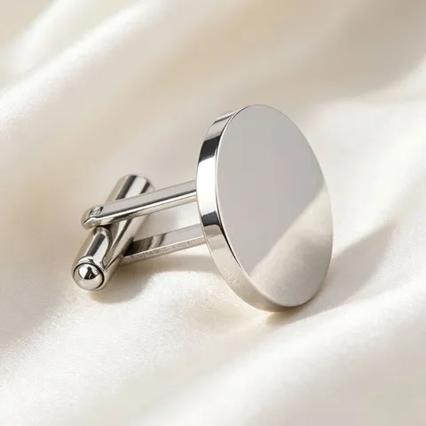 Men's Polished Stainless Steel Round Cufflinks Formal Business Wedding Suit Accessory Minimalist Silver Metal Jewelry