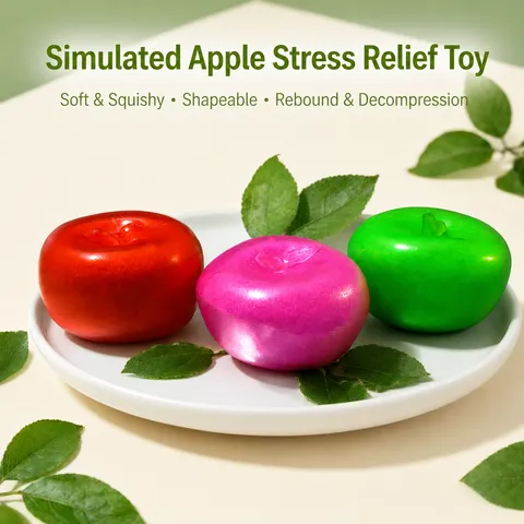 Simulation Pomme Slushy Squishy Jouet Antistress Doux TPR Vert Rouge Rose Fruit Jouet à Presser Pour Adultes Enfants Cadeau Bureau