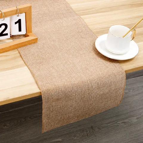 Chemin de Table en Lin Naturel Rustique Tissu en Jute Tissé Pour Mariage Banquet Table à Manger Décoration de Fête Style Campagne Américaine