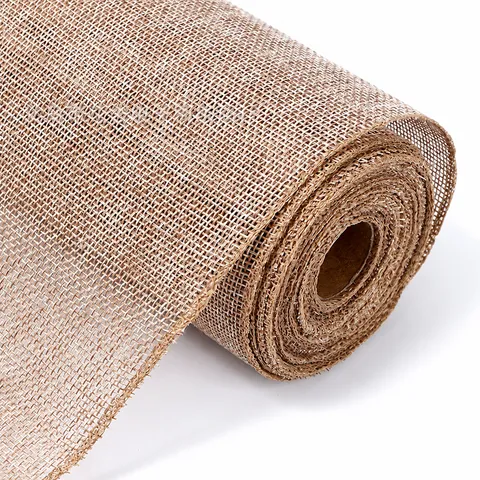 Chemin de Table en Lin Naturel Rustique Tissu en Jute Tissé Pour Mariage Banquet Table à Manger Décoration de Fête Style Campagne Américaine