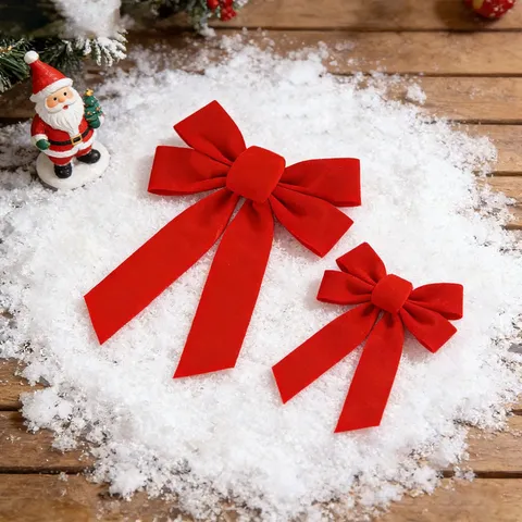 Lazo de Navidad de Terciopelo Rojo Copa de Árbol Adorno Colgante Lazo Grande Clásico para Fiesta de Navidad Chimenea Hogar Decoración Festiva
