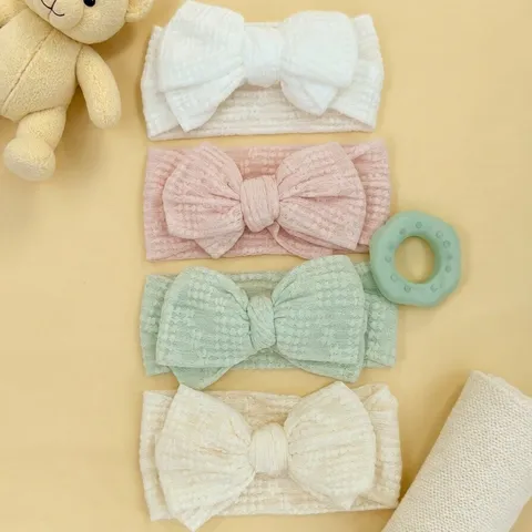 Baby Girl Summer Lace Headband Breathable Jacquard Mesh Large Bow Headwrap Newborn Photography Prop Princess Infant Hair Accessory