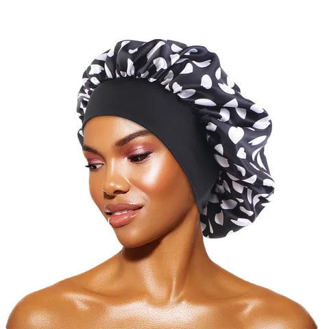 Damen Satin Schlafmütze Breites Band Elastisch Polyester Kopfbedeckung Blumendruck Für Haarpflege Chemotherapie Haarausfall Nachtmütze