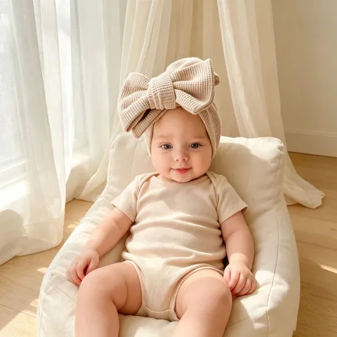Baby Girls Large 3D Waffle Knit Bow Headband Soft Elastic Hair Band For Infants Toddlers Kids Hair Accessories Photography Props