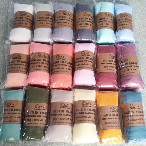 Copertina per Fasciare Neonati in Mussola di Cotone e Bambù a 2 Strati Tinta Unita Soffice Traspirante Telo Bagno per Bambini
