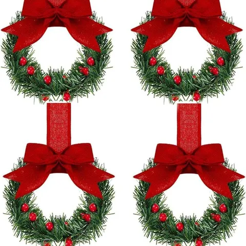 Mini Weihnachtsschrankkranz Mit Roten Beeren Und Schleifenband Kunststoff Hängende Girlande Für Feiertag Haus Küche Dekor