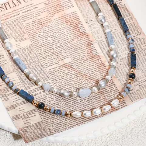 Vintage Ins Stil Naturstein Süßwasserperle Lapislazuli Achat Perlen Choker Halskette Für Damen Herren Neutraler Schmuck Geschenk