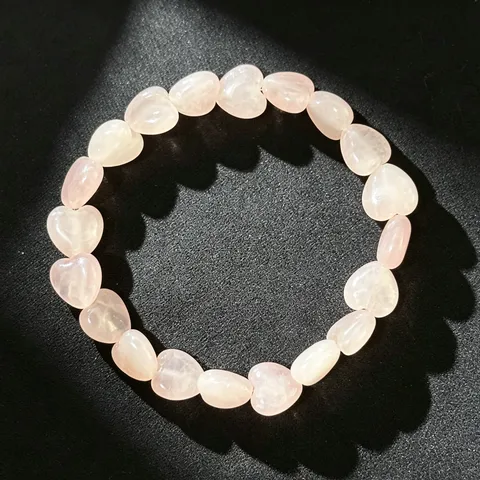 Bracelet Élastique en Perles de Pierre Naturelle en Forme de Cœur Quartz Rose Obsidienne Œil de Tigre Bijoux Fait Main