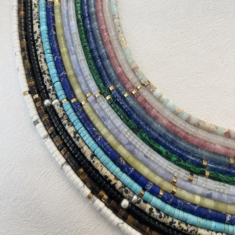 Natuursteen Kralenketting Voor Dames Retro Griekse Stijl Turkoois Obsidiaan Choker Handgemaakte Sieraden Cadeau