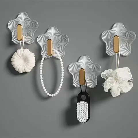 Star Shaped Acrylic Adhesive Hooks Gold Punch Free Traceless Wall Hooks For Bedroom Bathroom Kitchen Towel Key Jewelry Hangers