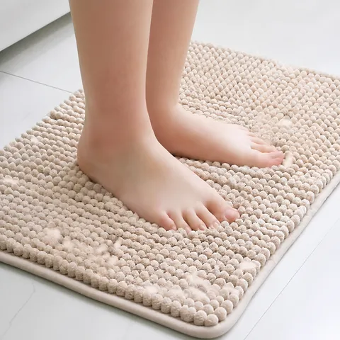 Tapis de Bain en Chenille Épaisse Microfibre Tapis de Salle de Bain Absorbant Antidérapant Lavable en Machine Tapis de Porte Doux Pour Douche