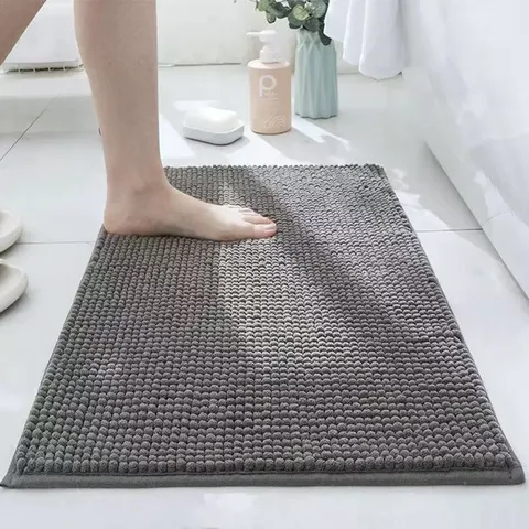 Tapis de Bain en Chenille Épaisse Microfibre Tapis de Salle de Bain Absorbant Antidérapant Lavable en Machine Tapis de Porte Doux Pour Douche