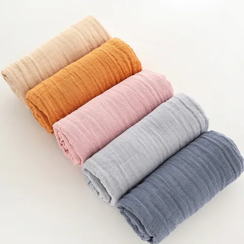 Pure Cotton Muslin Swaddle Blanket For Newborns Soft Breathable Solid Color Large Swaddle Wrap For Infants Boys And Girls
