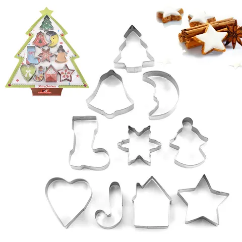 Edelstahl Weihnachts Ausstechformen Baum Stern Herz Schneeflocke Lebkuchenmann Formen Feiertag Party Deko Backformen