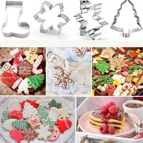 Edelstahl Weihnachts Ausstechformen Baum Stern Herz Schneeflocke Lebkuchenmann Formen Feiertag Party Deko Backformen