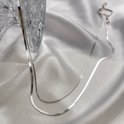 Collana a Clavicola a Doppio Strato in Rame per Donna Stile Ins Elegante Catena a Serpente Galvanizzata Oro Argento Gioielli Regalo
