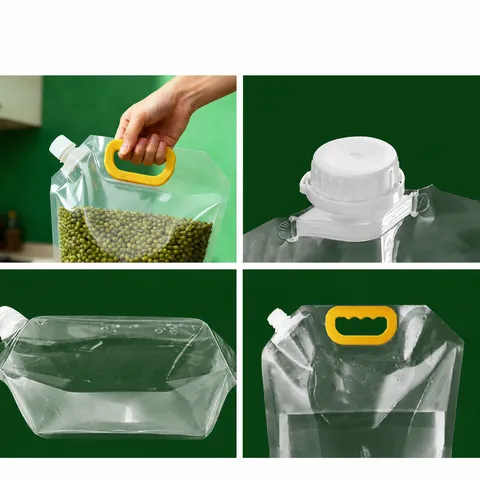 Lebensmittelechter Transparenter Ausgussbeutel Mit Griff Für Getreide Reis Müsli Aufbewahrung Feuchtigkeitsbeständig Verdickter Standbeutel Verpackung