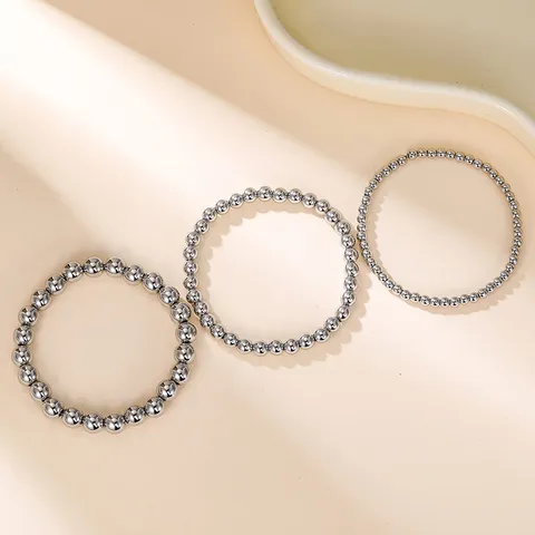 Minimalistische roestvrijstalen kralenarmband voor dames goud zilver verguld elastisch ronde bal streng mode sieraden cadeau