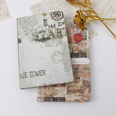 Europäisches Vintage Hardcover Tagebuch A5 Kraftpapier Notizbuch Dickes Tintenfestes Retro Collage Scrapbooking Schreibwaren Geschenk Für Büro