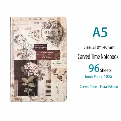 Journal Vintage Européen Couverture Rigide A5 Carnet Papier Kraft Épais Anti-encre Collage Rétro Scrapbooking Cadeau Bureau Maison