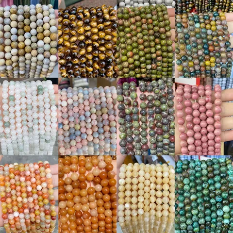 Natural Stone Beads Agate Chalcedony Crystal Round Loose Beads For DIY Jewelry Making Bracelet Necklace Findings Accessories