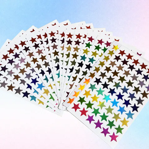 Adesivi a Stella Laser Multicolore Brillanti Adesivi a Stella a Cinque Punte per Bambini Premi per Insegnanti Adesivi Decorativi Autoadesivi