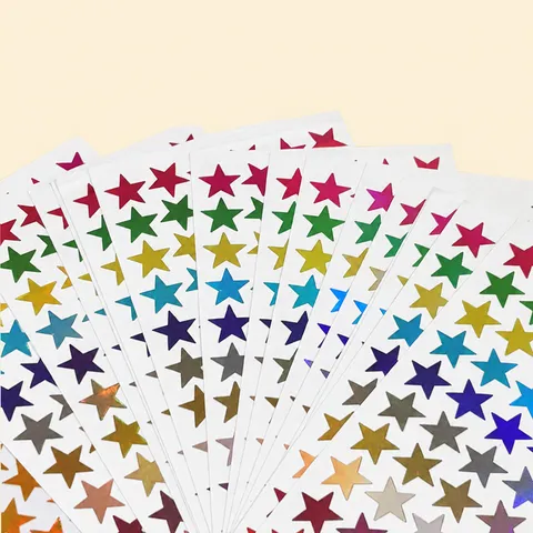Adesivi a Stella Laser Multicolore Brillanti Adesivi a Stella a Cinque Punte per Bambini Premi per Insegnanti Adesivi Decorativi Autoadesivi