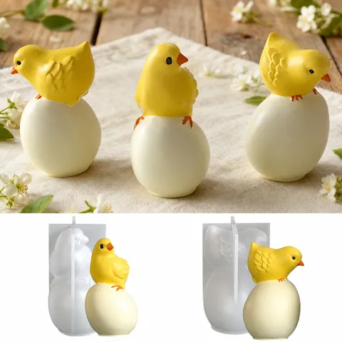 Easter Chick Standing On Egg DIY Silicone Mold For Aromatherapy Plaster Resin Casting Handmade Candle Festive Ornament