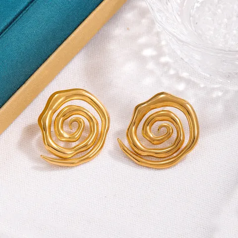 High-End Edelstahl Spirale Runde Ohrstecker Für Damen Nische Geometrische Gewinde Creolen Design Schmuck Für Täglich Date Accessoire