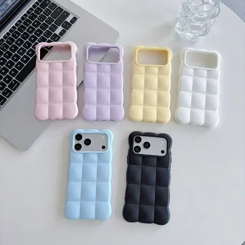 3D Cloud Pattern Silicone Phone Case For iPhone 13 14 15 16 17 18 Pro Max Soft Shockproof Matte Protective Cover Minimalist Solid Color
