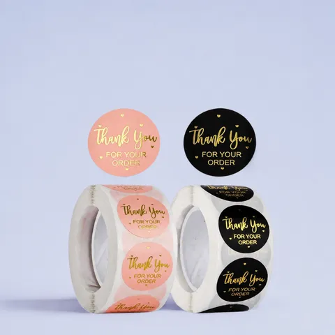 Runde Dankeschön Aufkleber Für Business Verpackung Versiegelung Etiketten Goldfolie Bronzieren Herzmuster Papierrolle Geschenk Deko