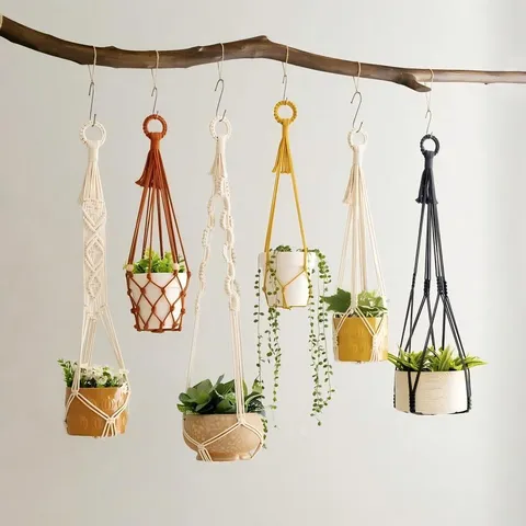 Bohemian Macramé Plantenhanger Polyester Handgemaakte Muur Ophangmand Binnen Buiten Tuin Huis Decoratie Ornament