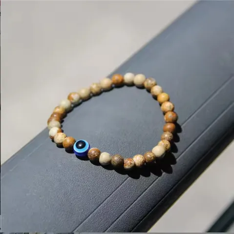 Vintage Natuursteen Boze Oog Kralen Armband Voor Heren Dames Hars Tijgeroog Turkoois Elastische Handgemaakte Kralen Armband Sieraden Cadeau