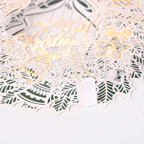 3D Christmas Pop-Up Greeting Cards Laser Cut Specialty Paper Cards For Holiday Blessing Christmas Tree Wreath Desktop Decor Ornament