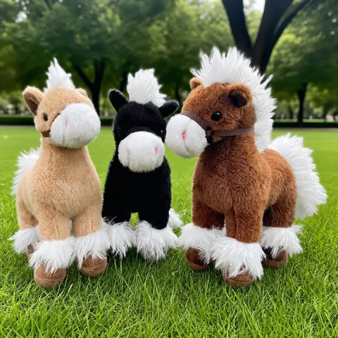 Simulation Poney En Peluche Doux Animal En Peluche Russe Cheval De Guerre Ornement Pour Enfants Cadeau D'Anniversaire Décoration De La Maison