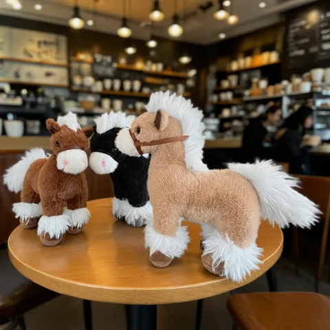 Simulation Poney En Peluche Doux Animal En Peluche Russe Cheval De Guerre Ornement Pour Enfants Cadeau D'Anniversaire Décoration De La Maison