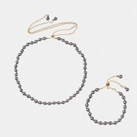 Franse Retro Zoetwaterparel Verstelbare Halsketting Armband Handgemaakte Lichte Luxe Grijs Witte Parel Sieraden Voor Vrouwen