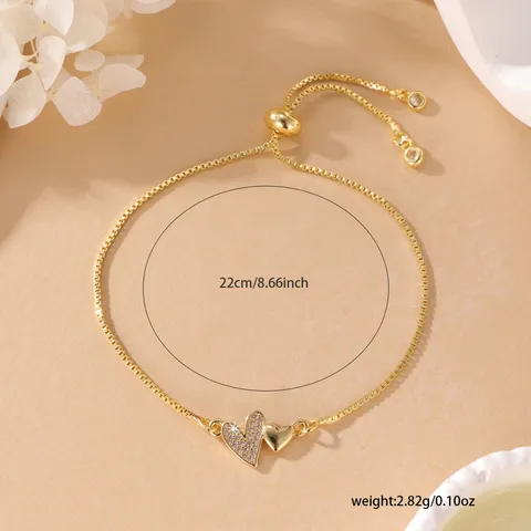 Bracciale in Acciaio Inossidabile Placcato Oro Catena Veneziana Regolabile per Donna Strass Cuore Stella Luna Fiore Gioielli