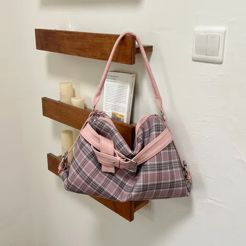Women's Retro Checkered Bow Shoulder Bag Fashion Plaid PU Leather Tote Bag Casual Commuter Handbag Stylish Daily Carry Bag