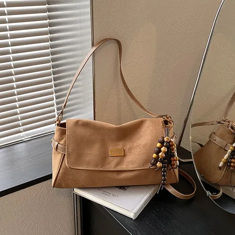 Sac à Bandoulière Vintage Haute Qualité Grande Capacité pour Femmes Cuir PU Rétro Sophistiqué Sac Porté Épaule Sacoche Mode