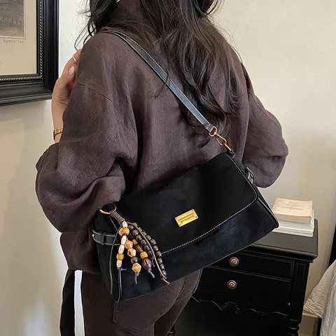 Sac à Bandoulière Vintage Haute Qualité Grande Capacité pour Femmes Cuir PU Rétro Sophistiqué Sac Porté Épaule Sacoche Mode