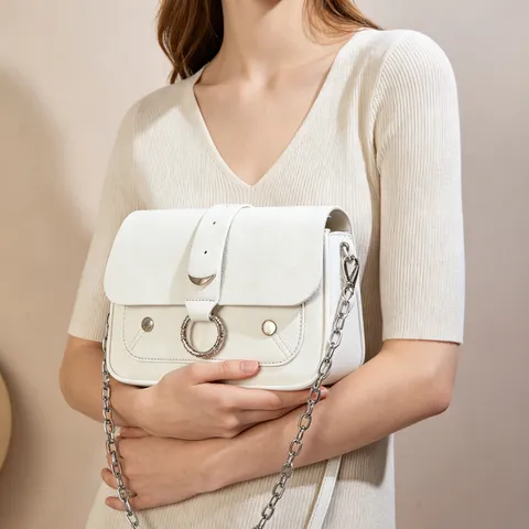 Women Vintage PU Leather Shoulder Bag Classic Rivet Chain Crossbody Small Square Bag Simple Solid Color Everyday Fashion Messenger Bag