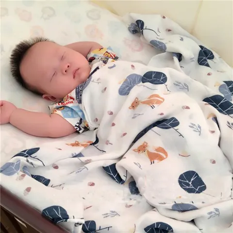 Neugeborenes Muslin Bambusfaser Puckdecke Weiche Gaze Baby Badetuch Cartoon Tiermuster Säugling Empfangstuch Für Sommer Frühling