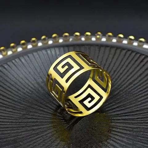 Luxury Metal Napkin Rings Gold Silver Hollow Meander Pattern Greek Key Napkin Ring Holders For Hotel Wedding Banquet Table Decor