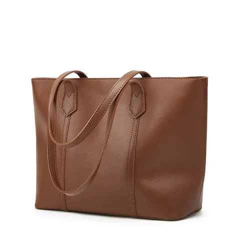 Urbano Minimalista Cuero PU Gran Capacidad Bolso Tote Mujer Casual Color Sólido Doble Correa Bolso de Hombro