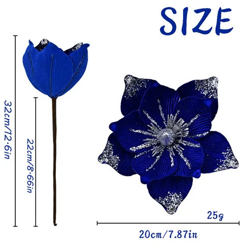 Fiore Di Natale Magnolia Artificiale Glitter Paillettes Tessuto Decorazione Festa Casa
