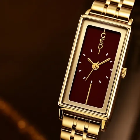 GEDI Fashion Women Quartz Watch Minimalist Thin Rectangular Dial Alloy Band Waterproof Casual Wristwatch For Gift Ladies