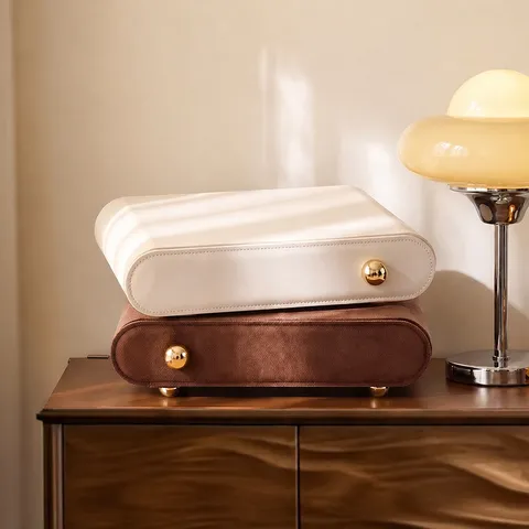 European Style Drawer Jewelry Box Large Capacity Leather Velvet Jewelry Storage Box Stackable Jewelry Organizer For Rings Earrings Necklaces
